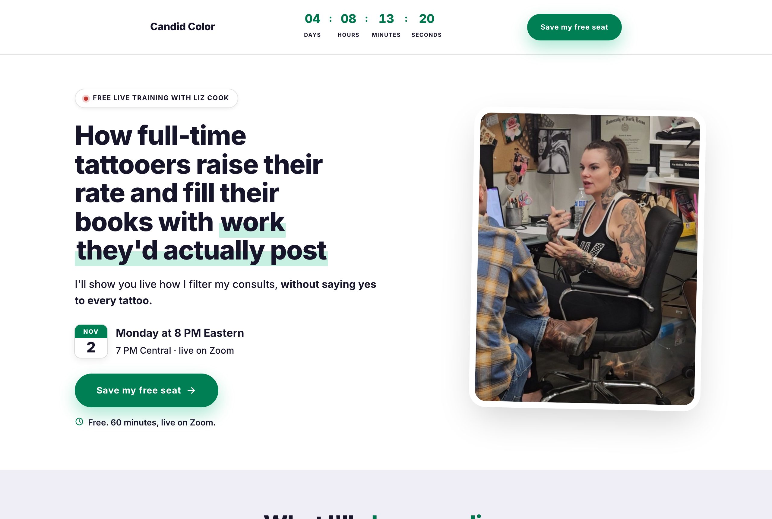 The Candid Color registration page